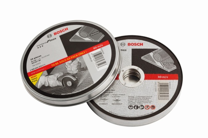 BOSCH WHEEL CUTTING INOX 100 X 1 X 16 FLAT BOSCH ( TIN PACK OF 10)